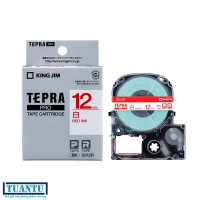 Băng mực chữ đỏ nền trắng máy in nhãn Tepra Pro 12mm SS12R